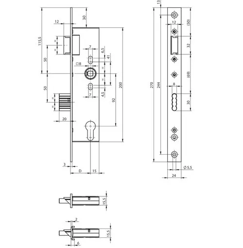 Assa Abloy N1500-PF1/92/30/8/24 / корпус врезного замка для профильных дверей: купить в Москве