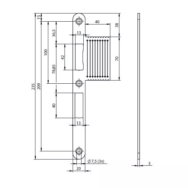 Assa Abloy N6001 / плоская запорная планкадля сплошных дверей с лепестком: купить в Москве