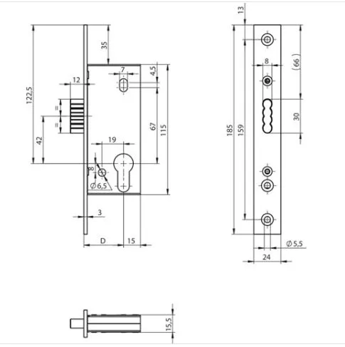 Assa Abloy N1503-PF1 /30/24 корпус врезного замка: купить в Москве