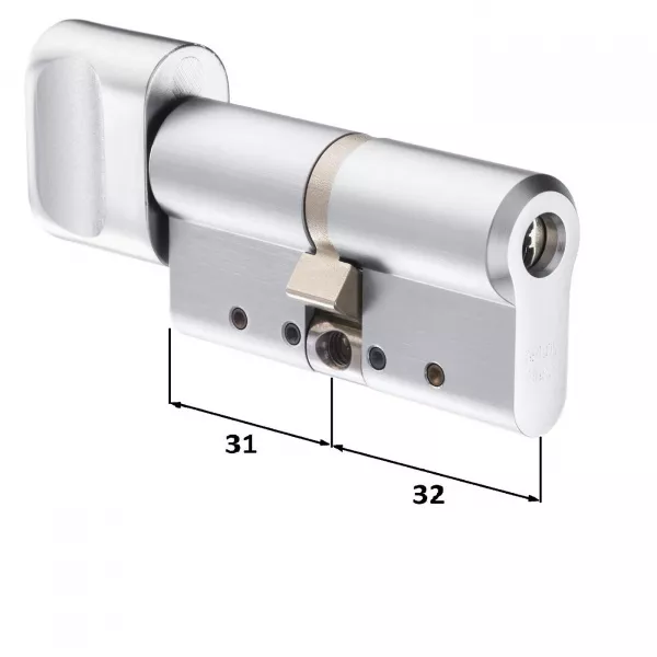 CY 333 N  satin chrome/ цилиндр ключ+поворотная кнопка (закаленная сталь)   : купить в Москве