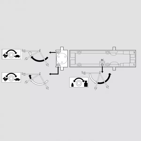 Assa Abloy DC 135---9005 со скользящей тягой   black/ доводчик для внутренних дверей с макс весом 60: купить в Москве