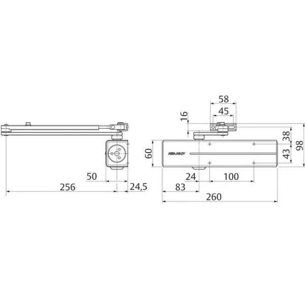 Assa Abloy DC 300-----DEV1 / silver / доводчик для внутр и наружн дверей с весом до 120: купить в Москве