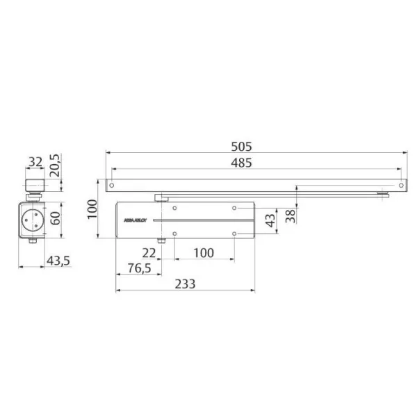 Assa Abloy DC 135---9005 со скользящей тягой   black/ доводчик для внутренних дверей с макс весом 60: купить в Москве