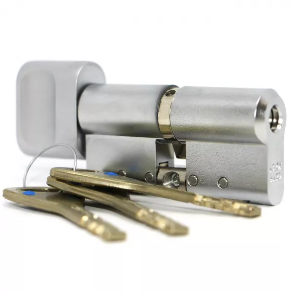 CY 333 N  satin chrome/ цилиндр ключ+поворотная кнопка (закаленная сталь)   : купить в Москве