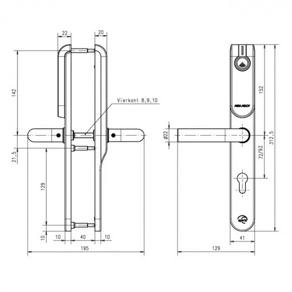  ASSA ABLOY Aperio E100 EURO /ручка на едином щитке электронная беспроводная: купить в Москве