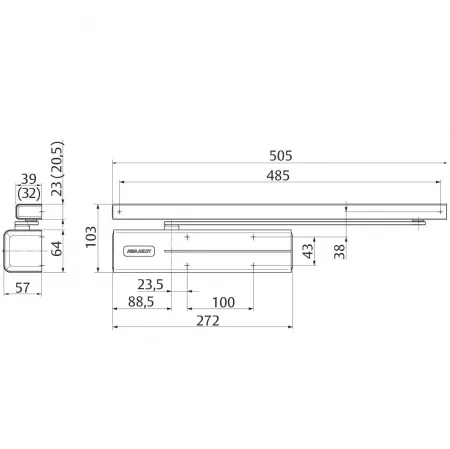 Assa Abloy DC 700 (DC250)/120000  silver/ доводчик для внутр и наружн дверей с весом до 120   : купить в Москве